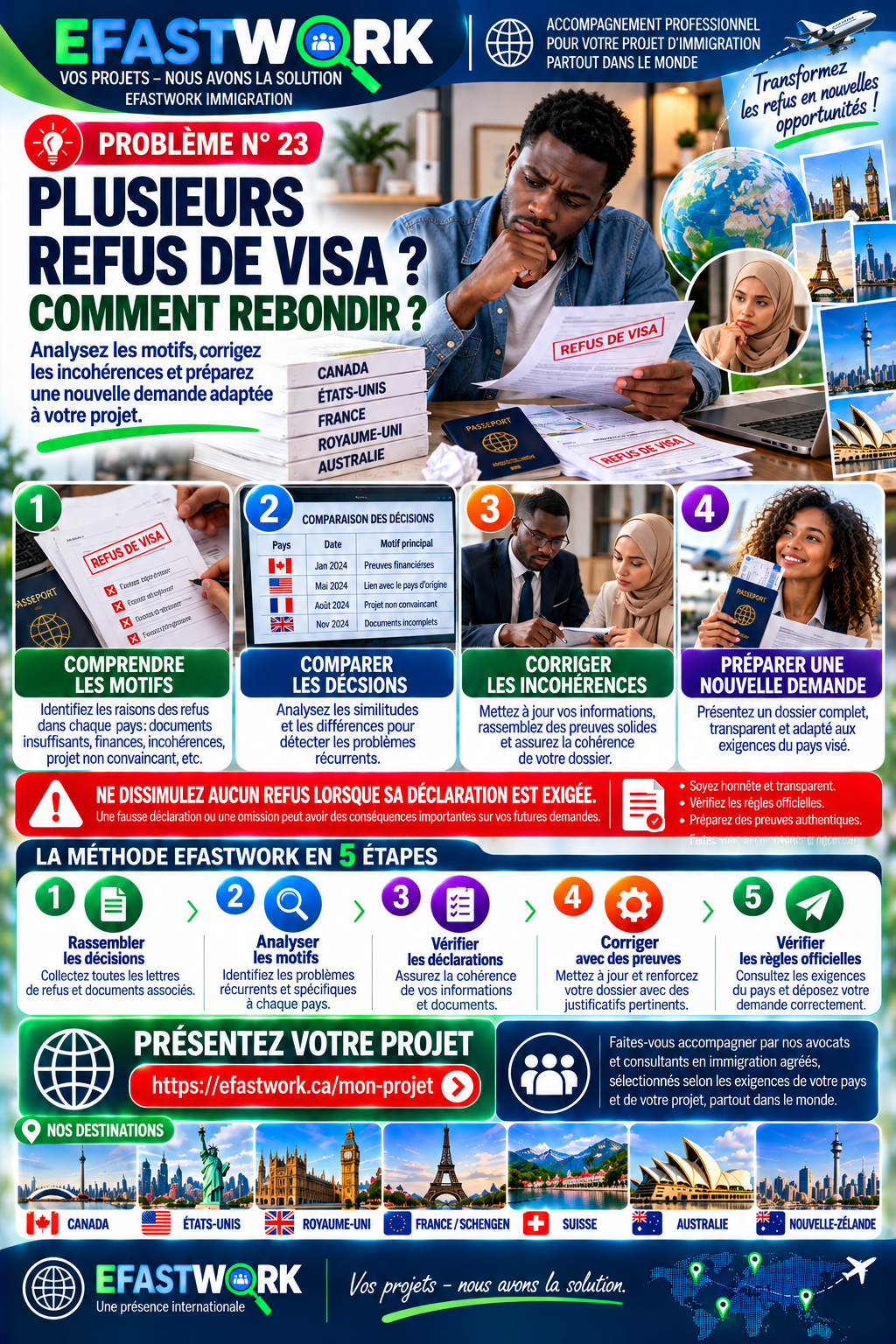 🌍 Immigration : comment préparer son dossier lorsqu’on a reçu plusieurs refus de visa dans différents pays ?